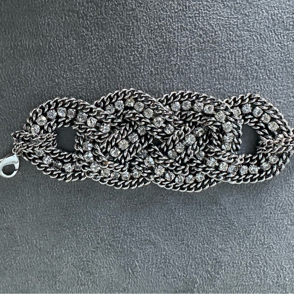 STELLA & DOT PETRA Silver Toned Woven Chains Crystal Rhinestones Chunky … - Picture 6 of 6